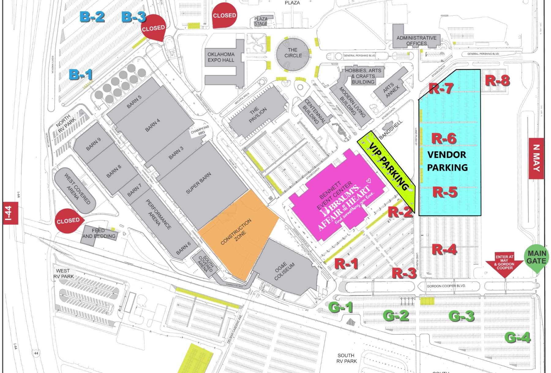 OKC Fair Park Bennett Event Center Parking Map