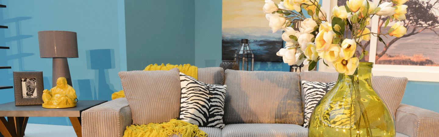 living room with yellow flower