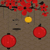 red lanterns and red flowers