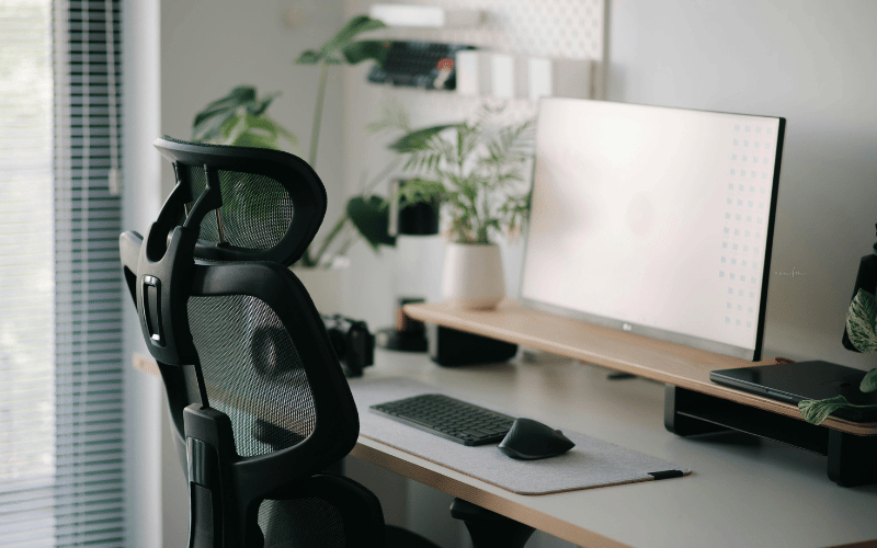 Comfortable ergonomic chair at work from home work station