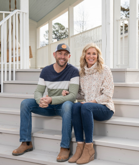 Dave and Jenny Marrs sitting on steps