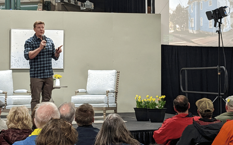 Kevin O Connor on Stage talking to an audience