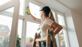 Spring Cleaning Lady Cleaning Windows Thumbnail