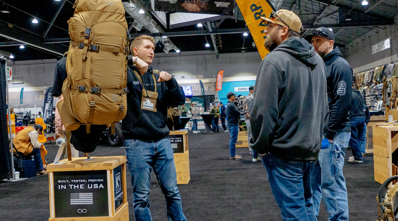 Exhibitors at an outdoor and sport show