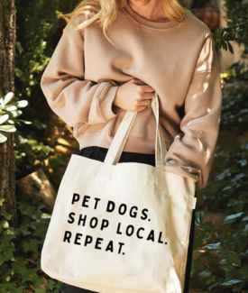 pet dogs shop local white tote bag