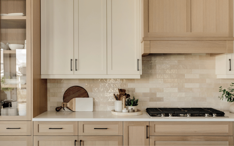 large kitchen with white cabinets 