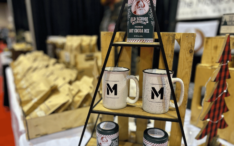 a small tower of Christmas ornaments 