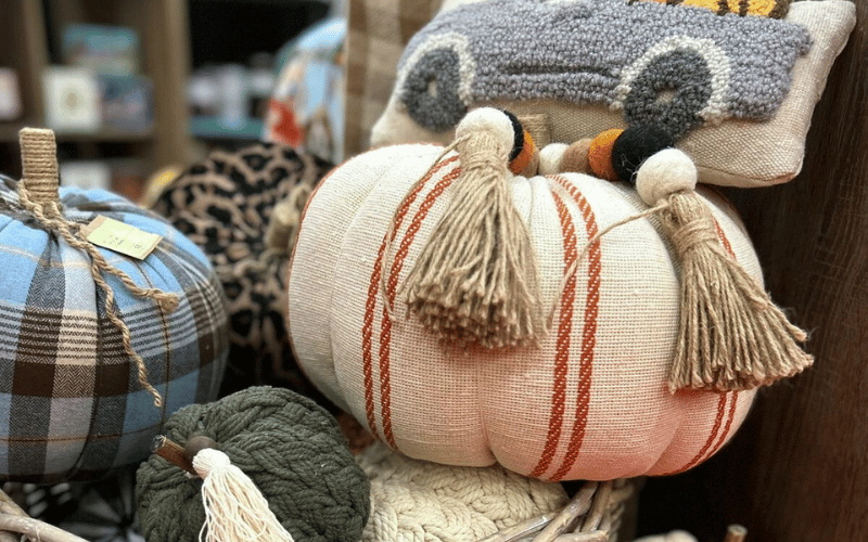 printed fabric pumpkin decorations