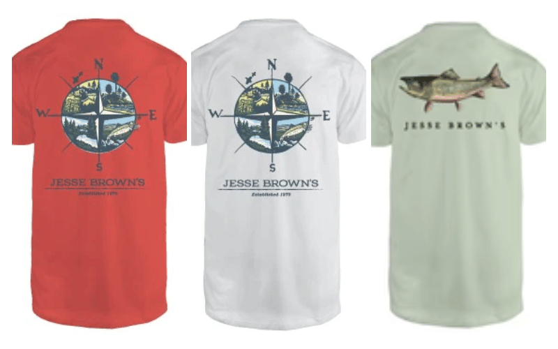 three t-shirts with a graphic print on the back side