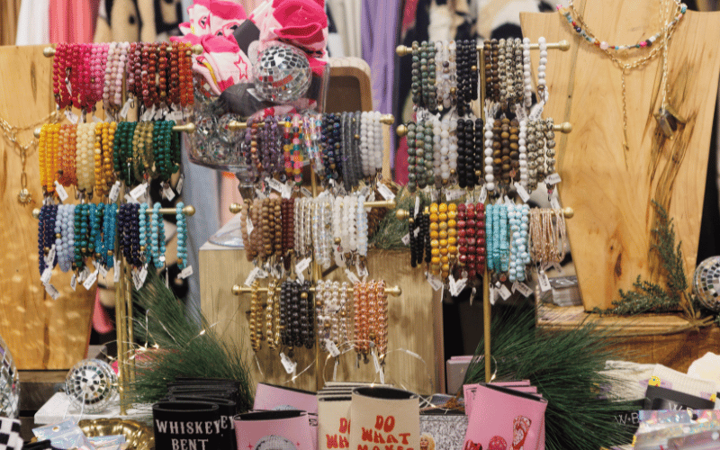 3 jewelry stand with beaded bracelets