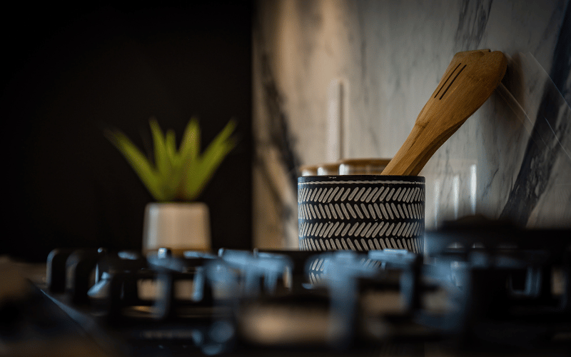 gas stove top in a kitchen