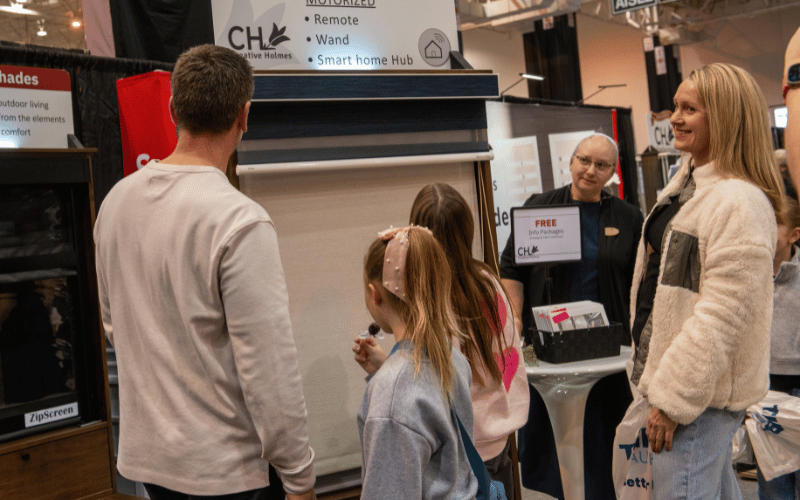 People looking at blinds at the Maryland Fall Home Show 