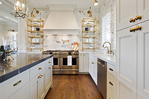 Gold and White Kitchen