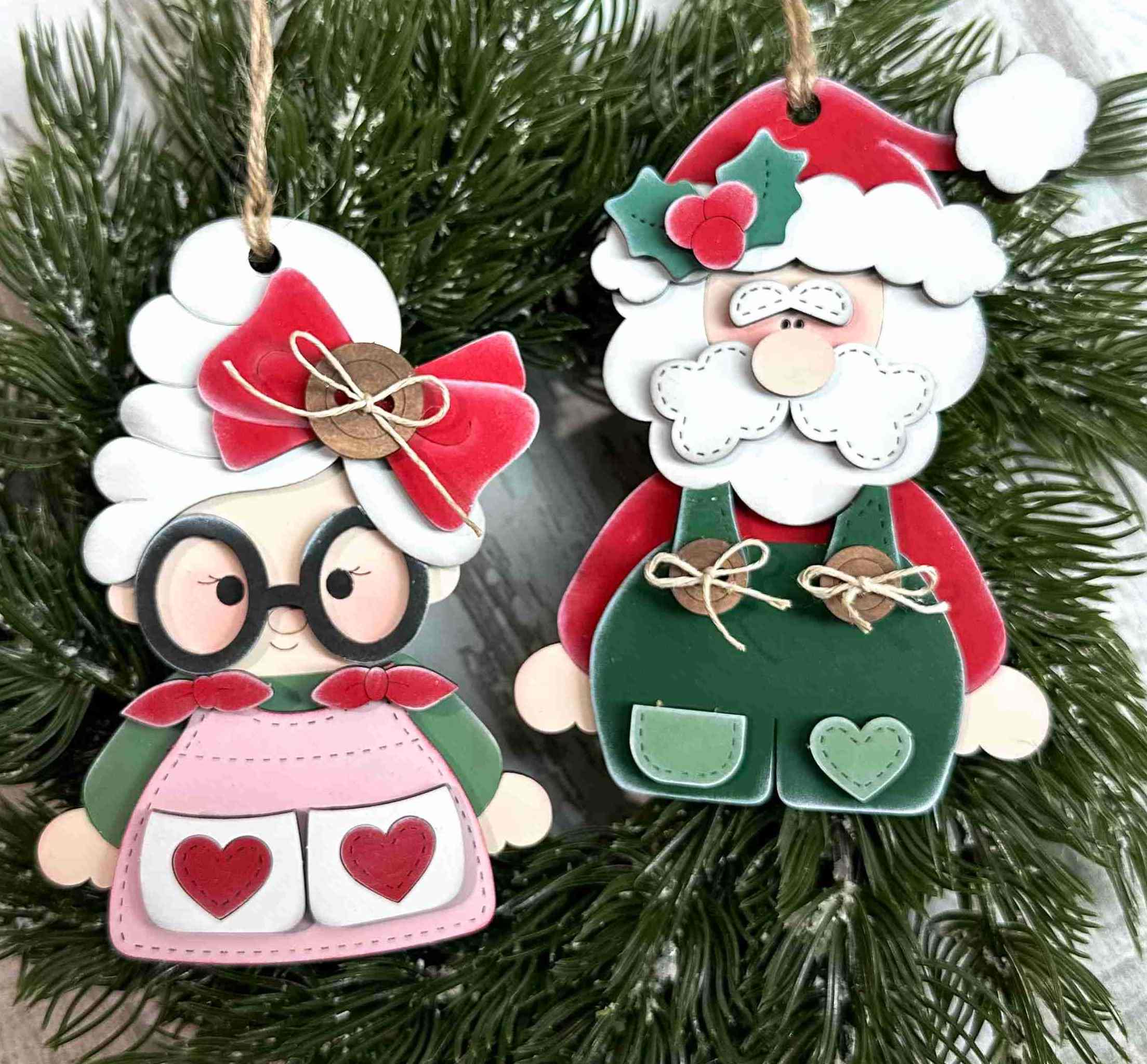 Mr and Mrs Claus Handpainted Ornament
