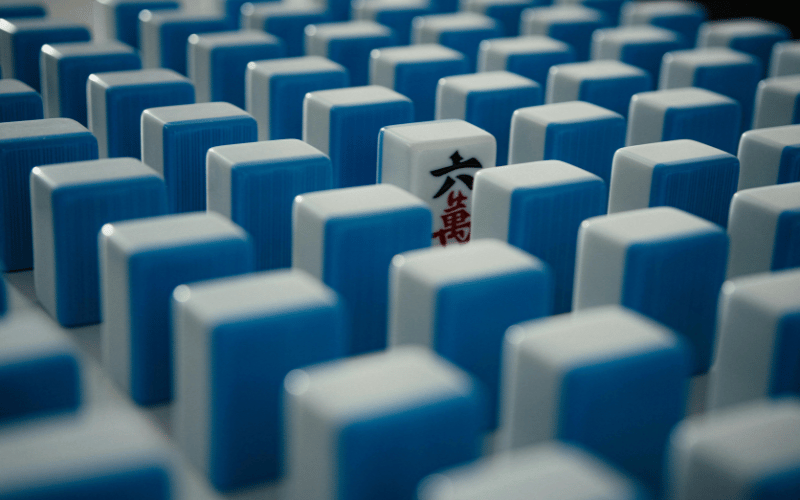 Baby Blue and White Mah Jong Tiles