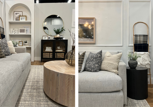 two designed living rooms at the home show
