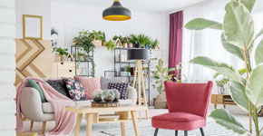 pink chair in living room