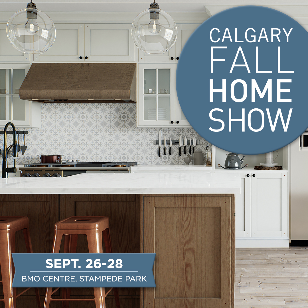 Kitchen with show dates and logo