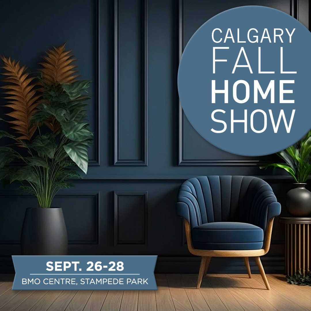 Living room with show dates and logo