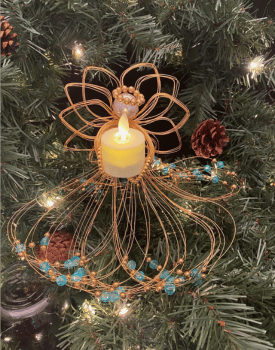 Angelic Elements wire angel Christmas tree decoration with candle