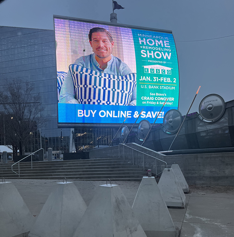U.S. Bank Stadium Billboard with Celeb Craig Conover 2025