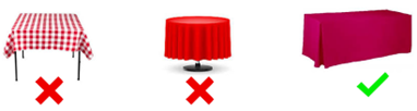 Table Coverings must go to the ground