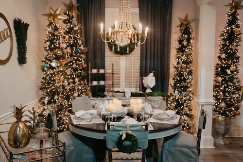 Christmas Trees with Formal Dining Table
