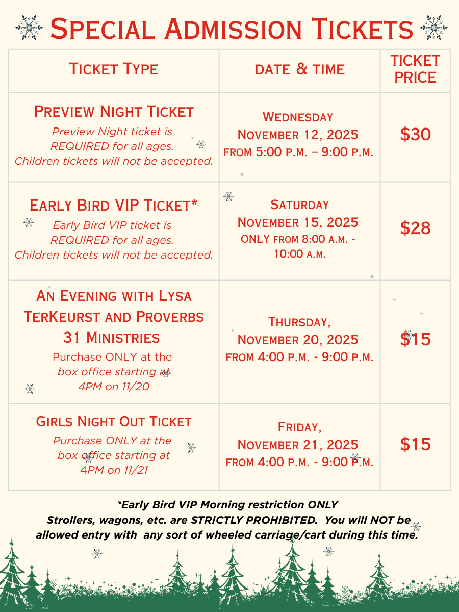 Special Admissions Prices