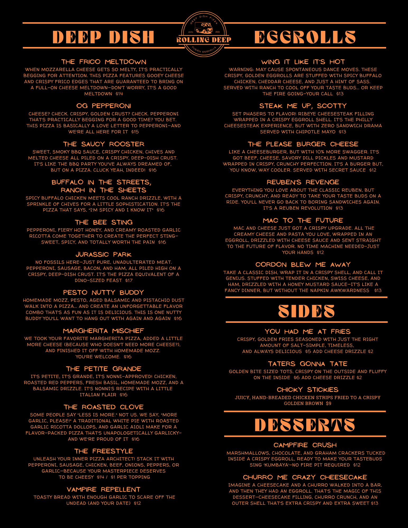 Rolling Deep Menu