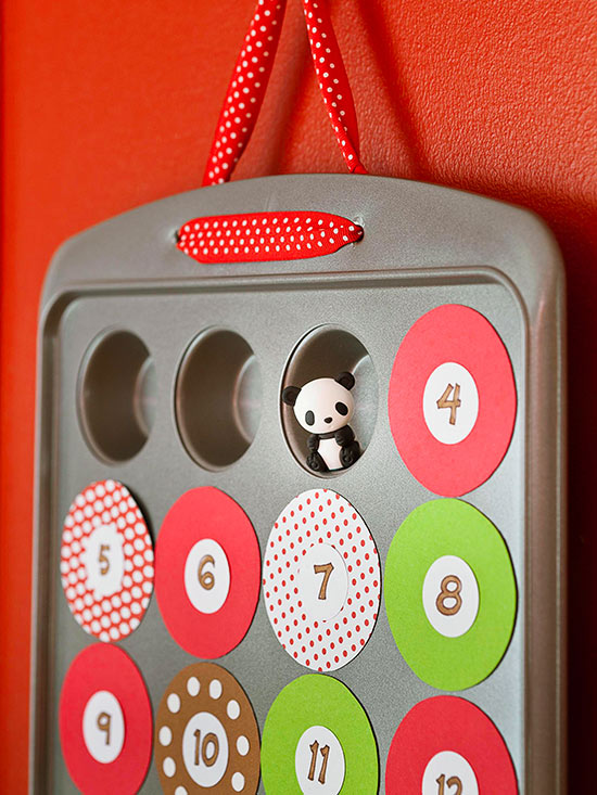 Advent calendar made using muffin tin