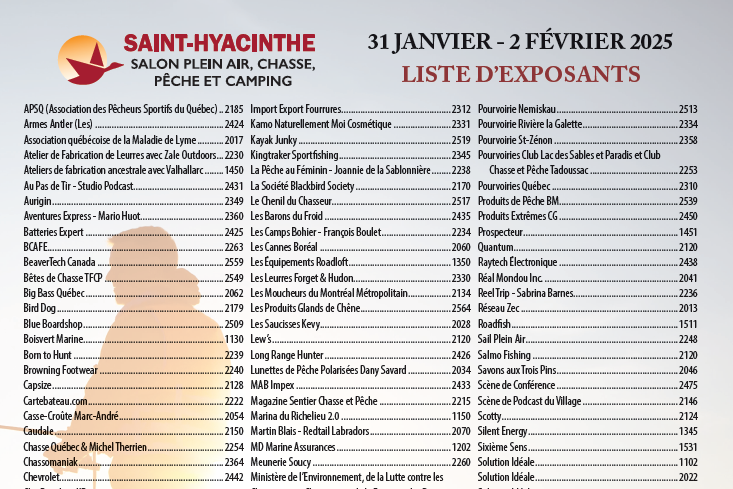 Nom en gras dans la liste des exposants Nom en gras dans la liste des exposants